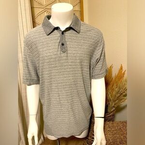 Tommy Bahama Jeans Size Large Grey/White Polo with Collar. 100% Cotton.